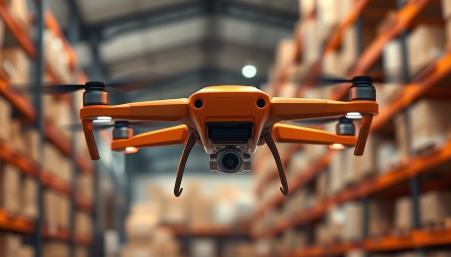 Corvus Indoor Drone for Inventory Management flying in warehouse