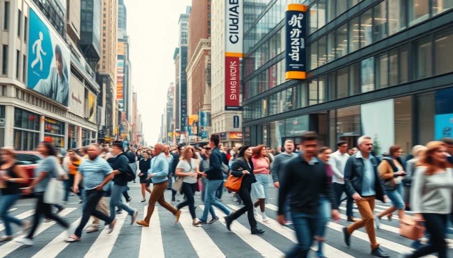 Crowded city crosswalk emphasizing human diversity and movement.