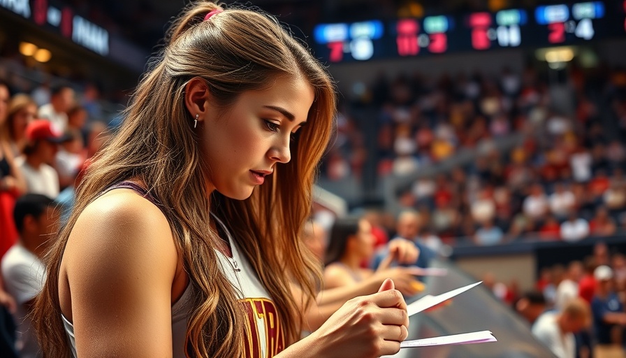 WNBA leadership crisis: athlete signs autographs with crowd in background.