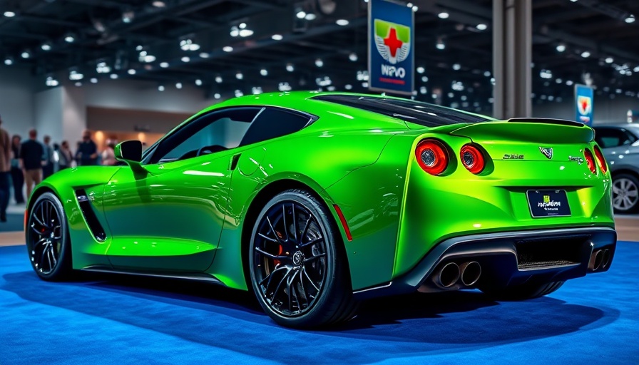 Sleek sports car at expo showcasing innovative design.