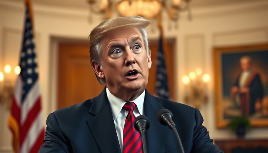 SNL comedian humorously imitates Trump in front of flags.