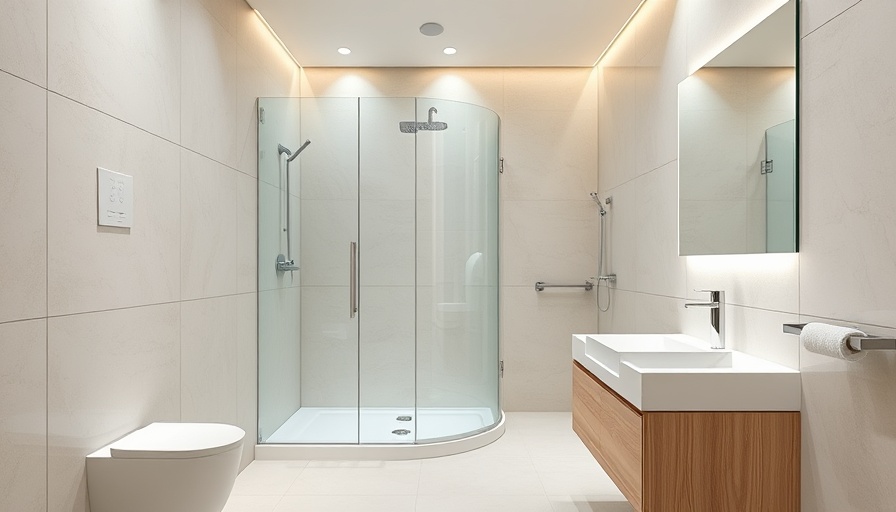 Luxury bathroom with a modern curved glass shower cabin