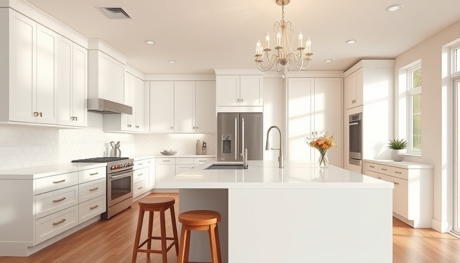 Modern kitchen design with white cabinets and island.