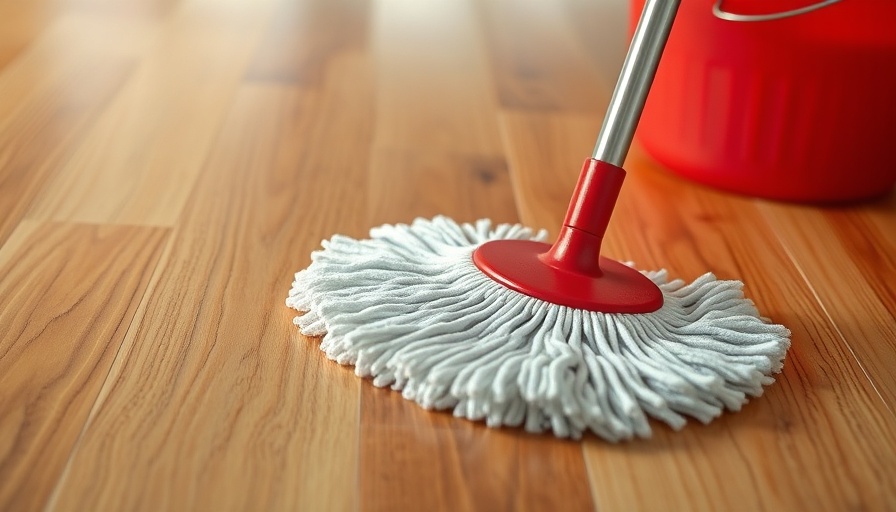 Efficient floor cleaning with mop on polished wood.