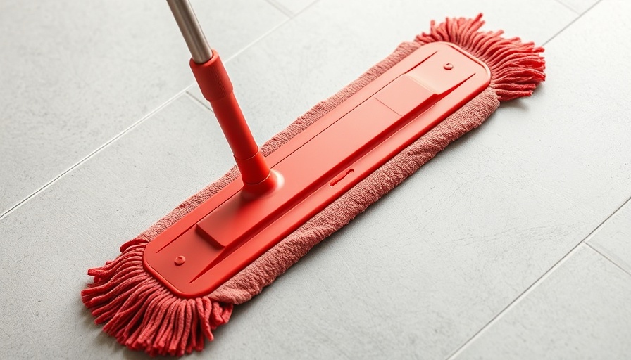 Clean mop on matte porcelain tiles for effective cleaning.