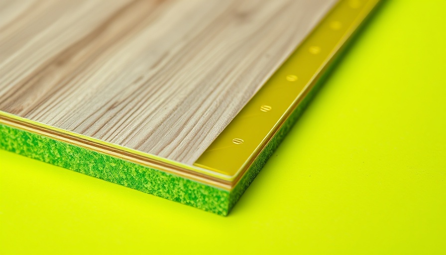 Laminate flooring and green underlayment layered over yellow sheet.