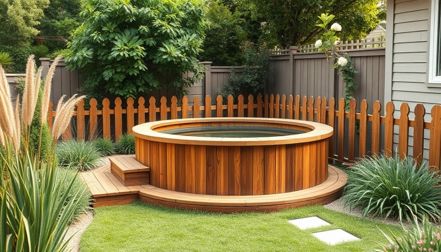 DIY hot tub plans featuring wooden design in lush backyard