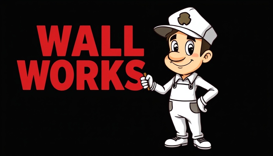 Cartoon painter character with 'WALL WORKS' text for Professional Painting Services in Temecula.