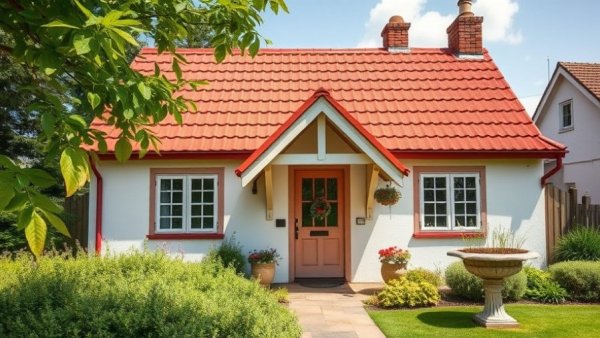 Quaint cottage with a red roof, ideal for selling your house to an investor.