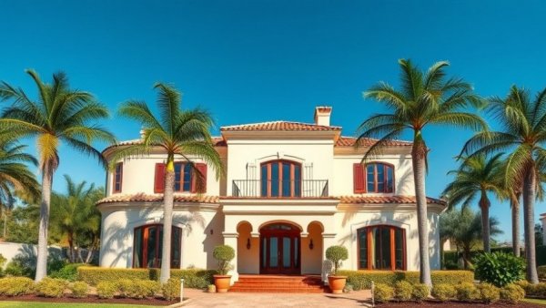 Mediterranean-style house under blue sky symbolizes breaking a lease to buy a house.