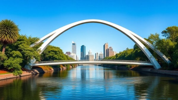 Elegant arch bridge spanning a river, bridge loan metaphor for homebuyers.