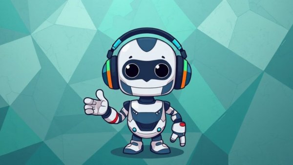 Cartoon robot and geometric design illustrating smart home hacks.