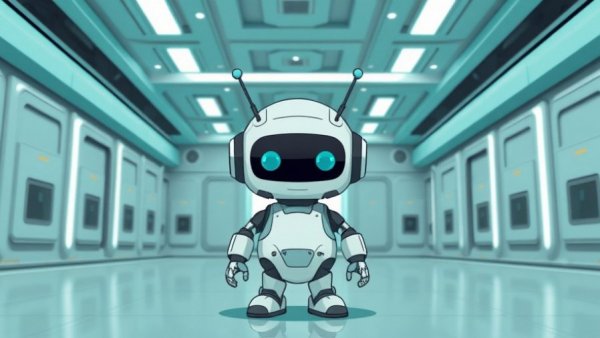 Cartoon robot in a futuristic setting, Leak Detectors for Homeowners.