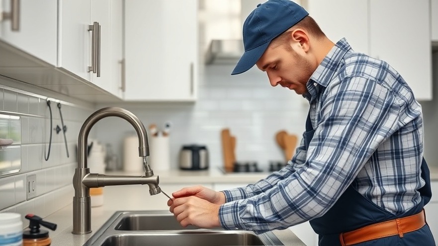 Professional plumber examining sink area with tools for home improvement strategies.