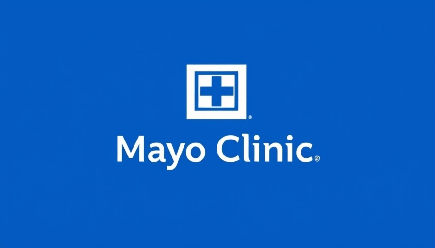 Mayo Clinic logo on a blue background.