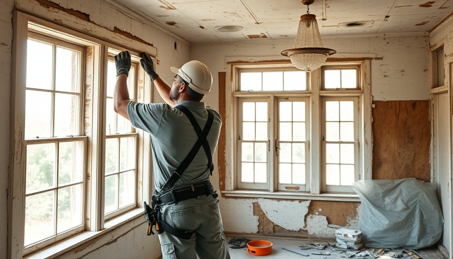 Worker installs new windows during winter replacement in a bright room.