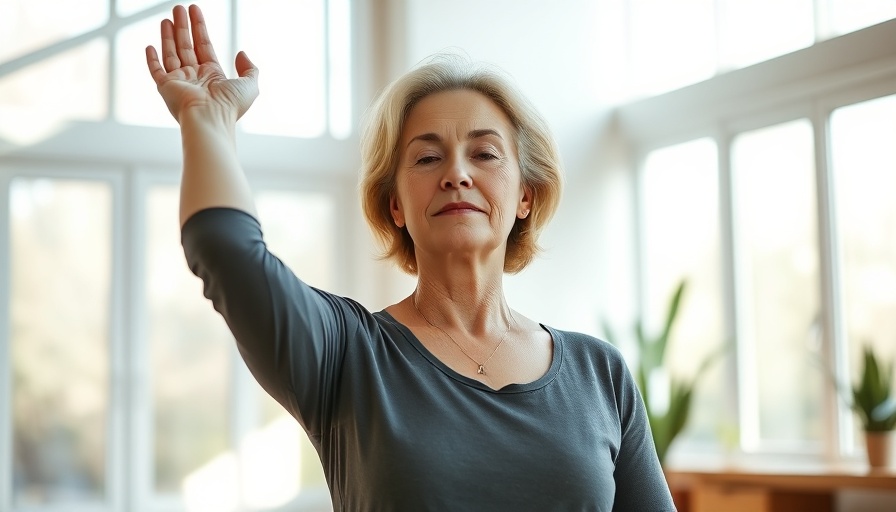 Middle-aged woman doing therapeutic virtual yoga for chronic low back pain.