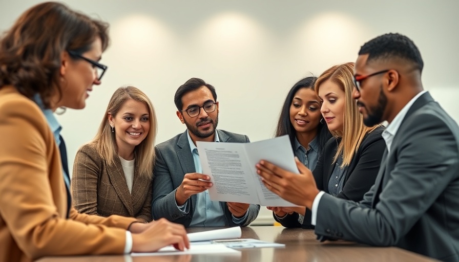 Diverse professionals discussing an escalation clause in real estate.