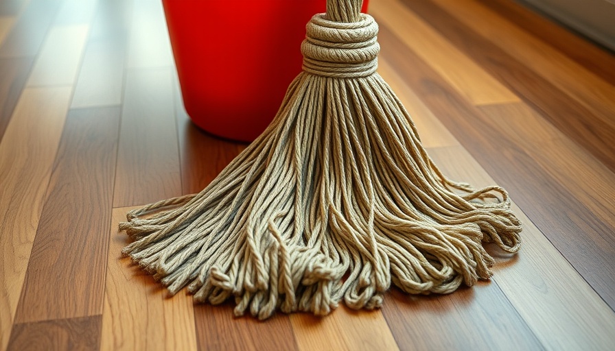 Mop and bucket on a wooden floor demonstrating How to Mop a Floor in the Right Way.