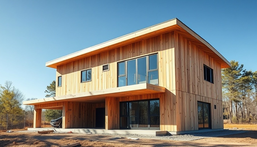 Modern house under construction in a sunny environment.