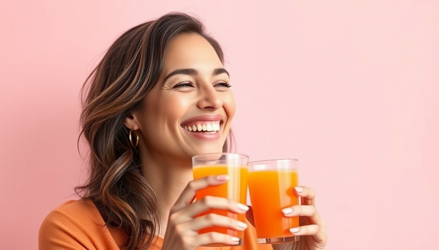 Woman enjoying clean energy drink that burns fat, pink background.