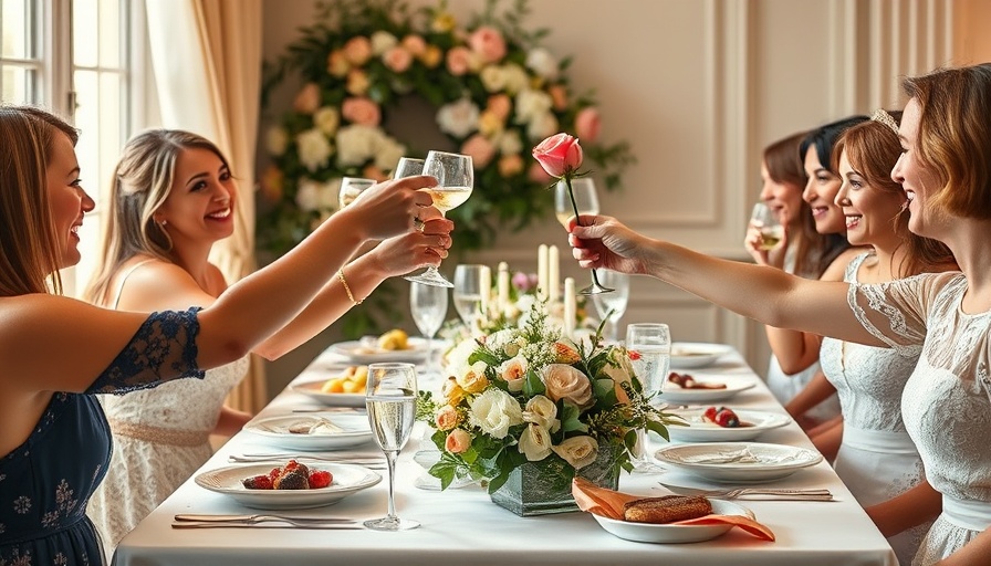 Elegant home bridal shower table with guests celebrating, Home Bridal Shower Ideas.