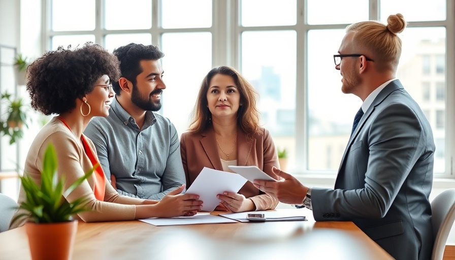 Couple consulting with agent about selling a house with foundation issues.