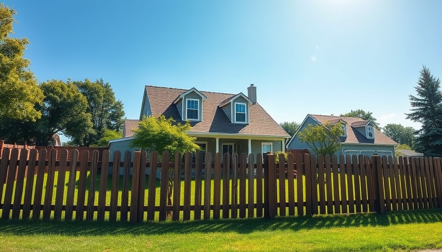 Suburban house with wooden fence on sunny day illustrating property boundaries.