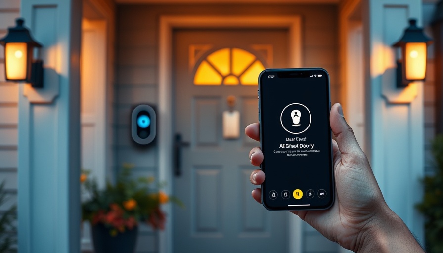 AI powered doorbell at night with security alert display.
