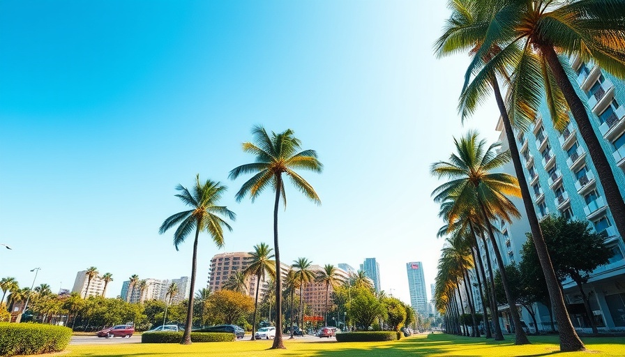 San Diego's Newest Listings with palm trees and cityscape.