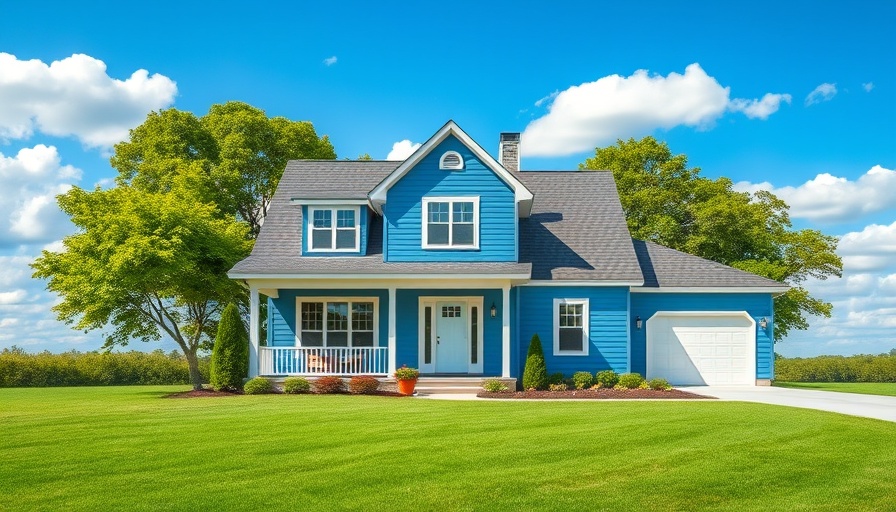 Home Inspection on New Construction: Modern blue house with lawn