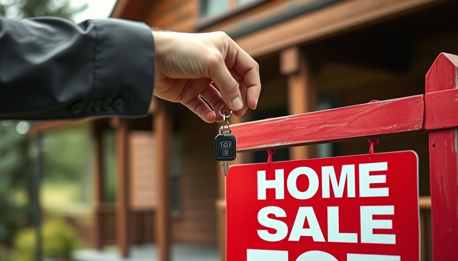 Exchanging keys over a 'Home for Sale' sign, flat fee MLS listing concept.