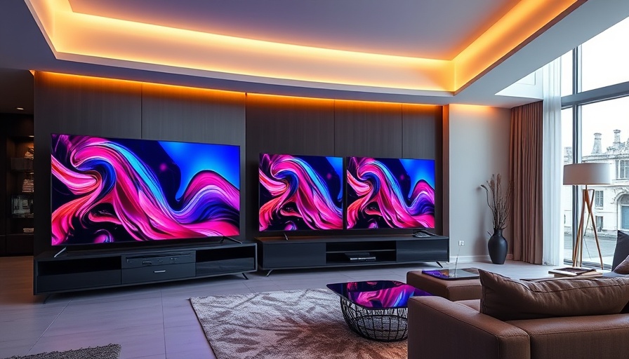 OLED TV comparison display in modern living room setting.
