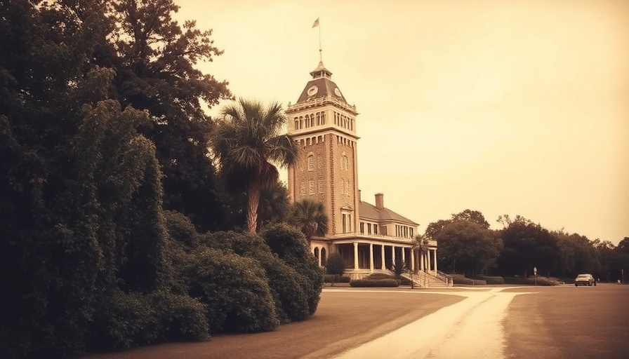 Jekyll Island Club History Tour: vintage photo of tower and path.