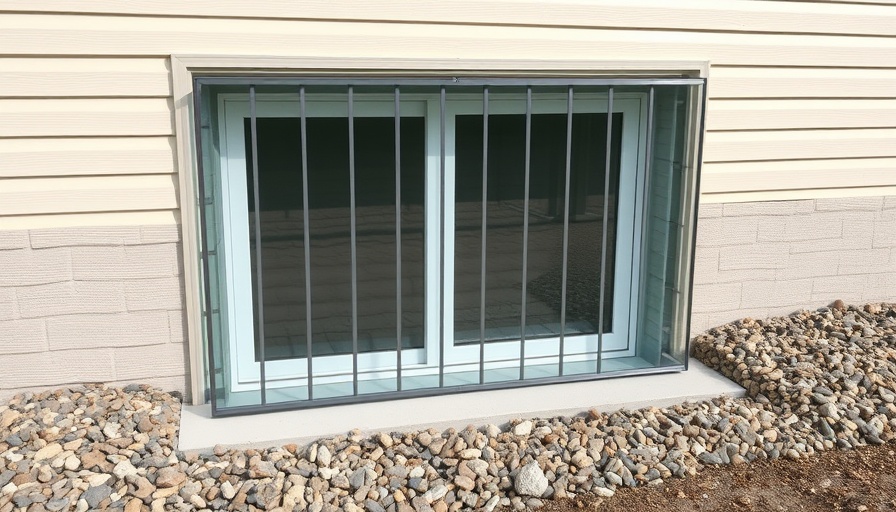 Clear window well cover over basement window, surrounded by gravel.