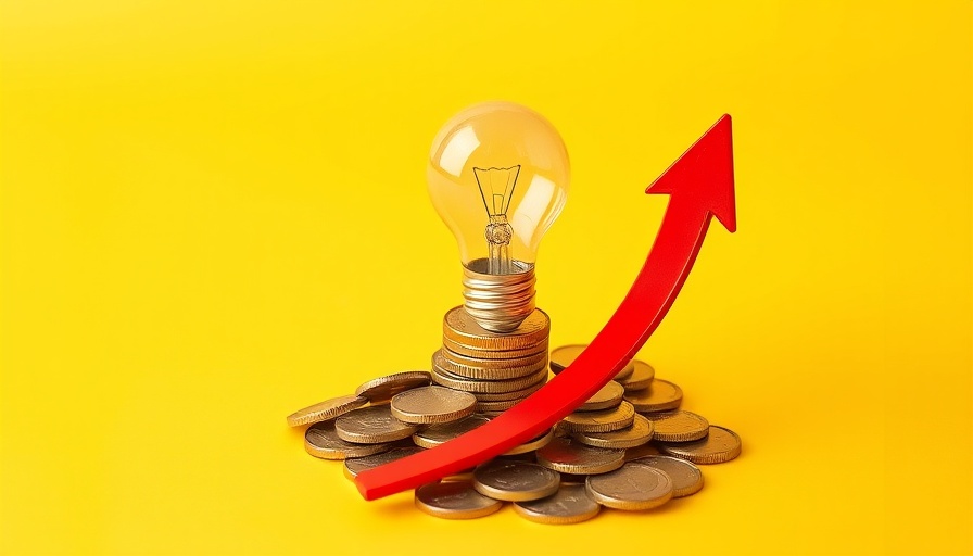 Energy bills rise 2% symbolized by light bulb and coins.