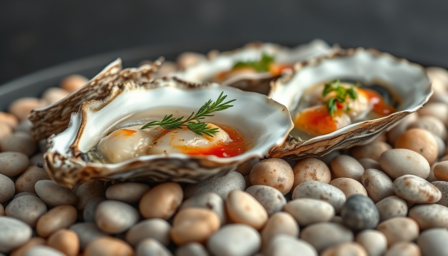 Gourmet oysters with garnishes on pebbles, best restaurants in Philadelphia