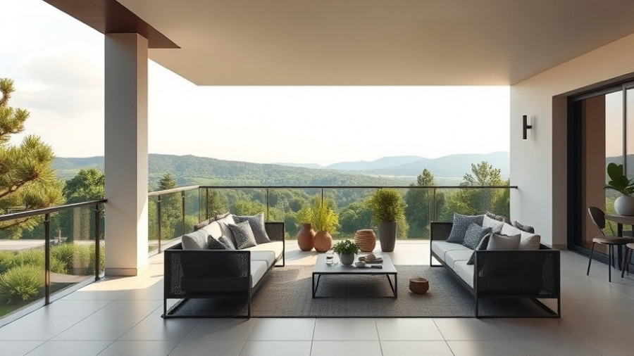Modern Ray Kappe designed home terrace with panoramic view.