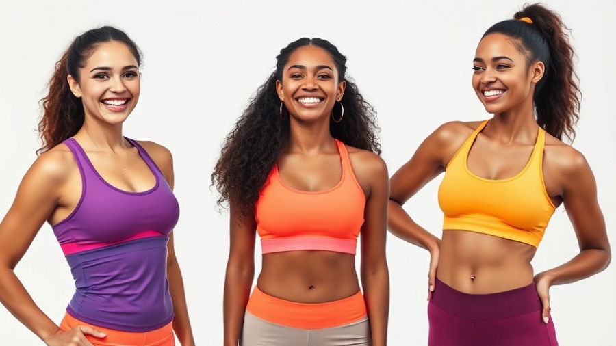 Philly activewear brands: three women in colorful workout outfits.