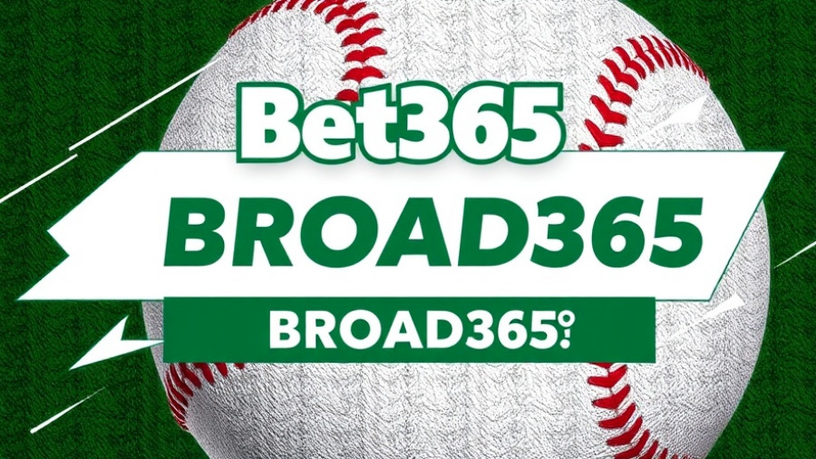 Bet365 Promo Code BROAD365 promotional banner with arrows and baseball texture.