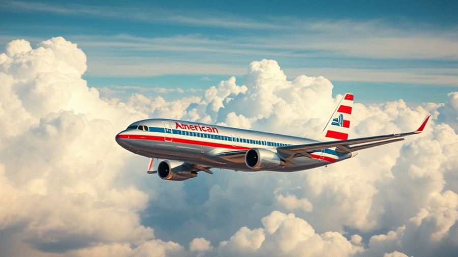 American Airlines vintage airplane in centennial theme against sky.