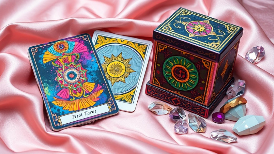 Tarot cards and crystals from Philly Area Metaphysical Shops on satin.