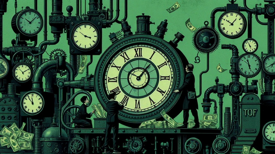 Whimsical illustration of economic growth and investment traps.