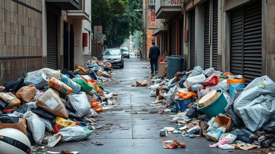 Philadelphia street littered with trash showing sustainability challenges.
