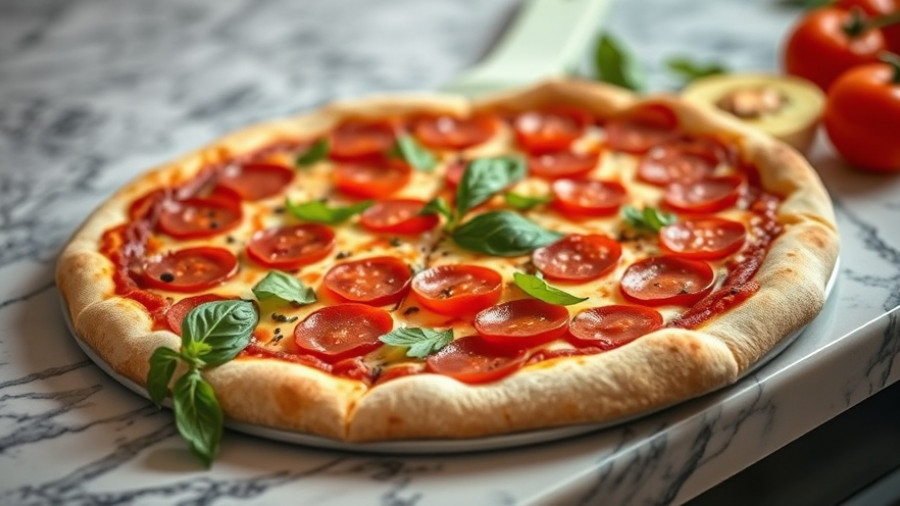 Best Pizza in Philadelphia: Delicious pepperoni and bell pepper pizza on marble.