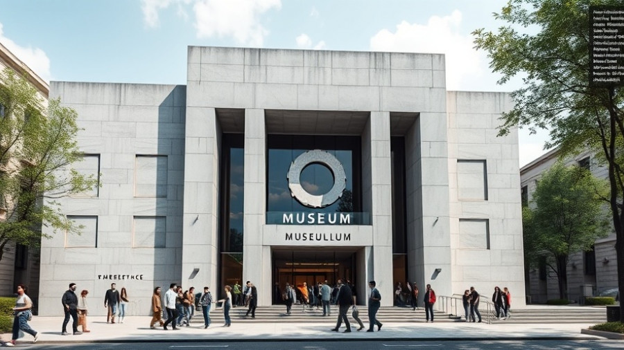 Entrance of Oakland Museum with visitors during the day.