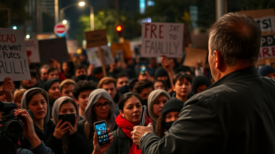 DSA's Hostile Takeover of the Democratic Party event, speaker and crowd at nighttime.
