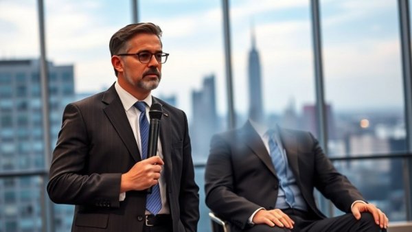 Philadelphia District Attorney election event with two candidates speaking.