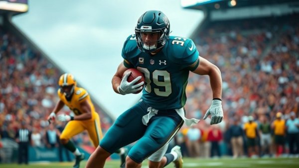 Eagles player in action during Eagles-Packers game