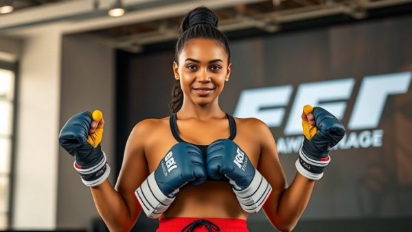 Entrepreneur presents women's fightwear on Shark Tank investment stage.